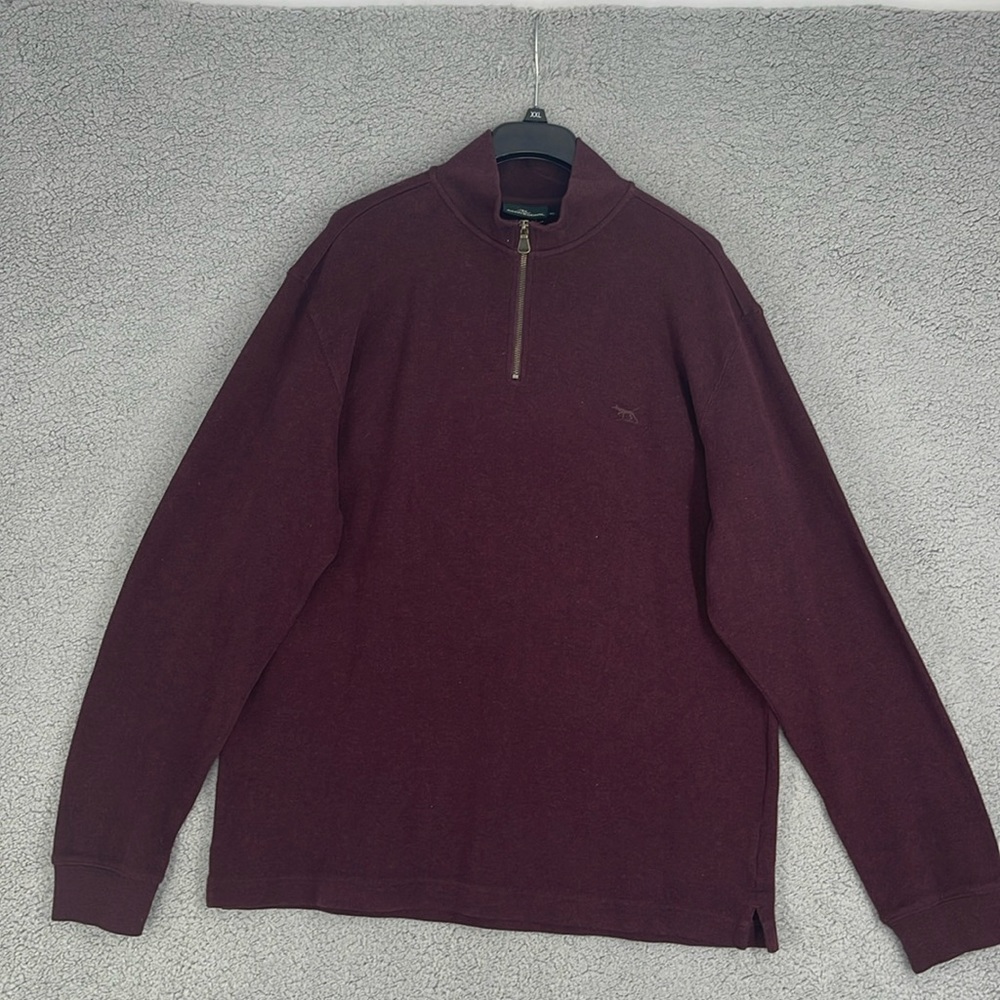 Rodd & Gunn maroon 1/4 zip long sleeve pullover sweater men’s  XL side slits top